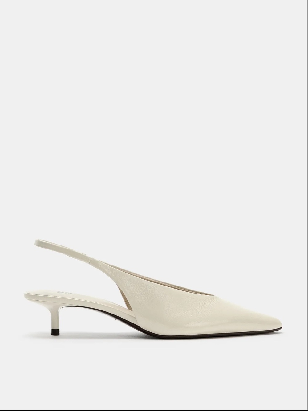 Zara Cream Pointed-Toe Slingback Heels - Picture 2 of 2